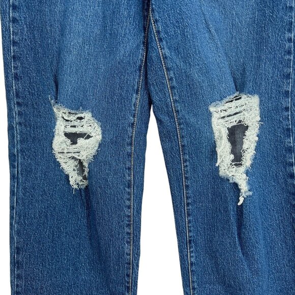Wild Fable Womens Super High Rise Baggy Jeans Size 00/24 Distressed Stretch Blue - Picture 5 of 12